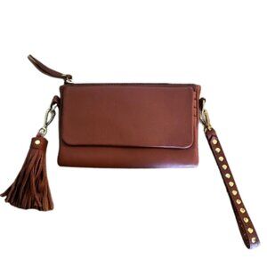 TAH Cognac Leather Wristlet EUC